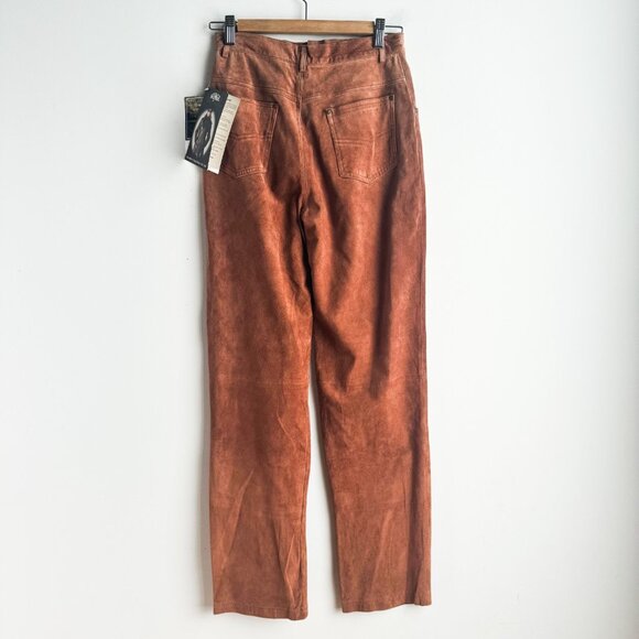 NuAge Brown Suede Straight Leg Pants 10 - Picture 4 of 6